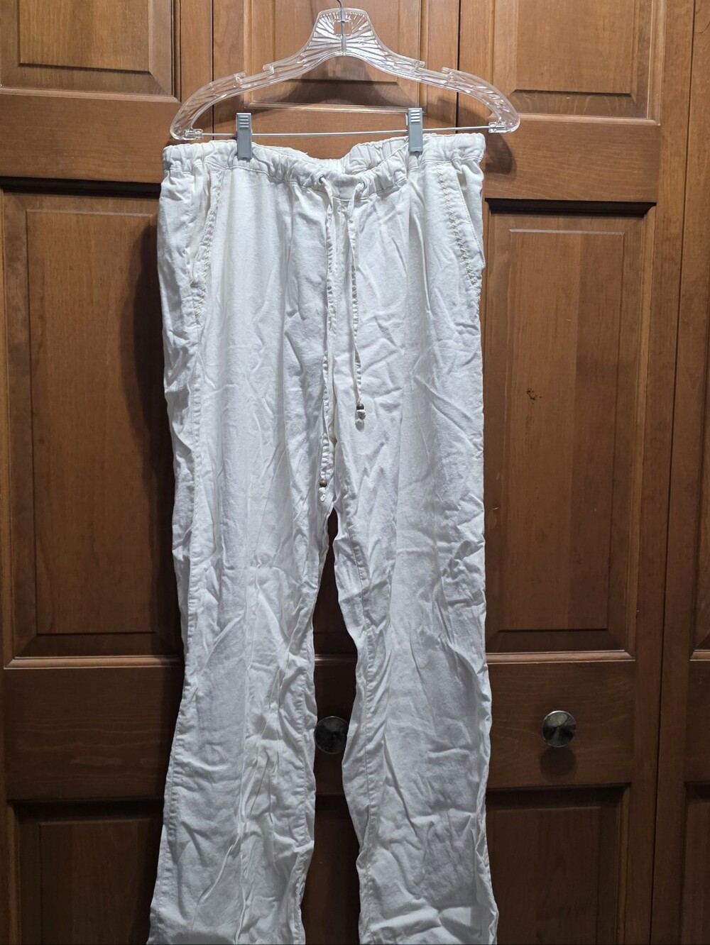 White Drawstring Casual Women’s Pants